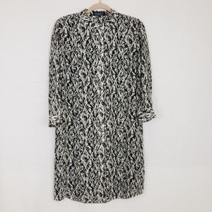 Magaschoni Shirt Dress Silk Button Front Dress Black White size 10 Career Wear